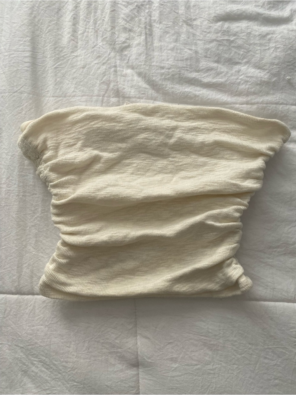 Free People Cream Ribbed Strapless Tube Top